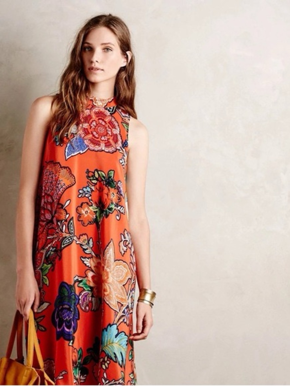 Anthropologie Floral Sleeveless A-Line Dress